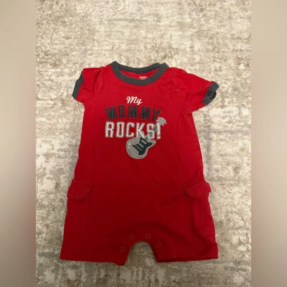 Carter's Red 'My Mommy Rocks' Romper size 9M